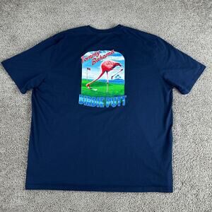 Tommy Bahama Shirt Mens XXL 2XL Blue Pink Birdie Putt Flamingo Golfing Golf